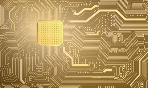 A gold vector illustration of a computer processor	 스톡 일러스트