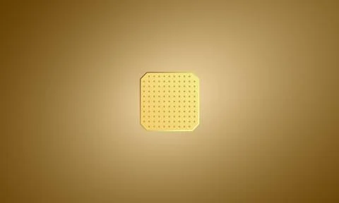 A gold vector illustration of a computer processor	 Stock Illustration