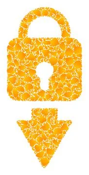 Gold Vector Lock Down Mosaic Icon Stock Illustration