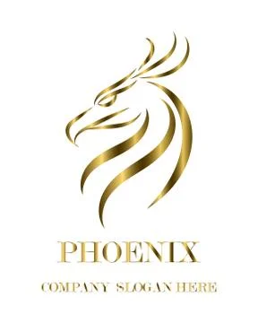 Gold vector logo of phoenix head eps 10 Stock Illustration