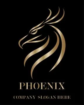 Gold vector logo of phoenix head eps 10 Illustrazione stock