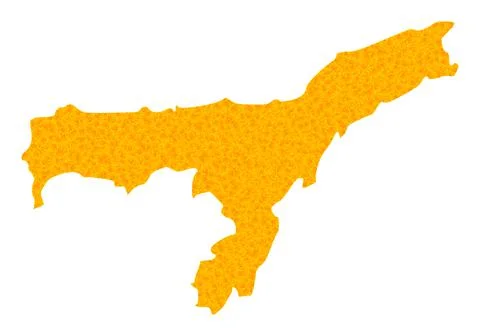 Gold Vector Map of Assam State Stock Illustration