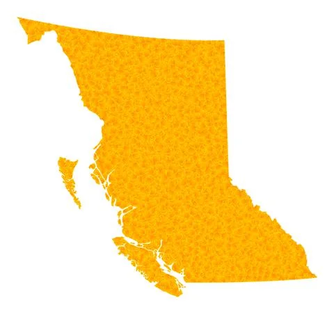 Gold Vector Map of British Columbia Province Stock Illustration