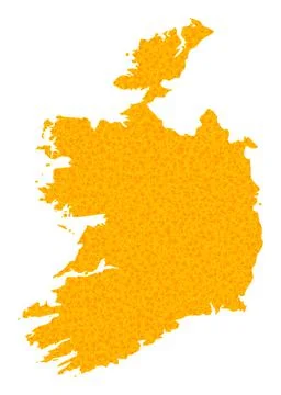 Gold Vector Map of Ireland Republic Stock Illustration