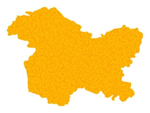 Gold Vector Map of Jammu and Kashmir State Stock Illustration