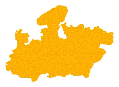 Gold Vector Map of Madhya Pradesh State Stock Illustration