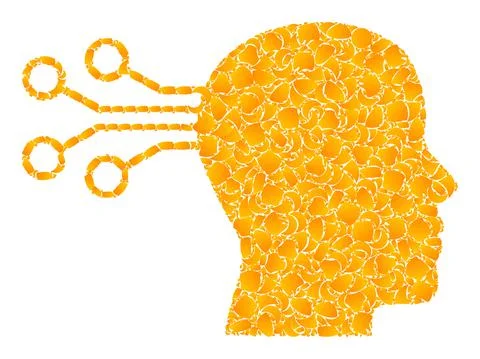 Gold Vector Mind Interface Mosaic Icon イラスト素材