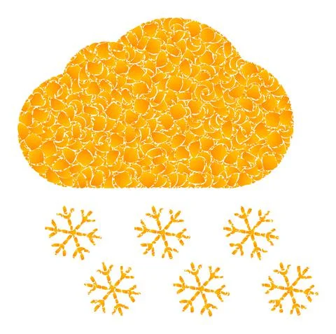 Gold Vector Snow Cloud Mosaic Icon Stock Illustration