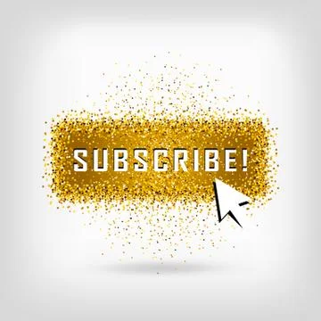 Gold vector subscribe button with cursor in golden flat design Stock Illustration