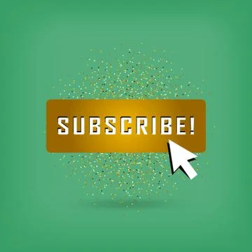 Gold vector subscribe button with cursor in golden flat design Stock Illustration