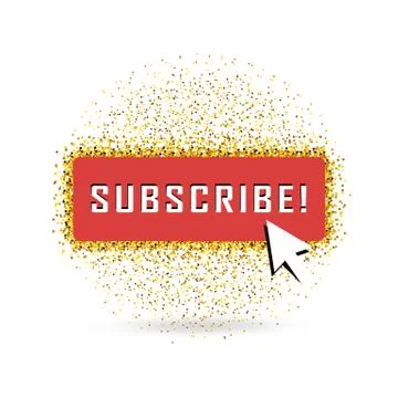 Gold vector subscribe button with cursor in golden flat design Stock Illustration