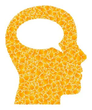 Gold Vector Thinking Mosaic Icon 스톡 일러스트