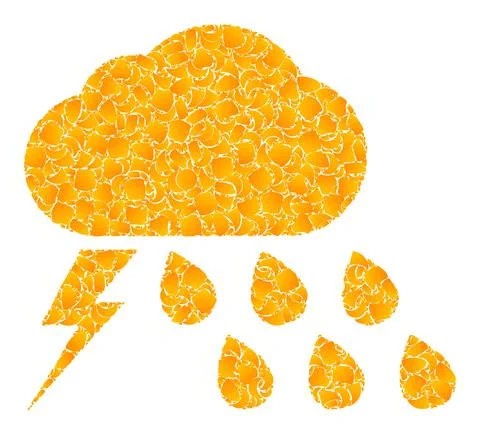 Gold Vector Thunderstorm Weather Mosaic Icon Illustrazione stock
