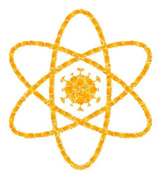 Gold Vector Virus Atom Mosaic Icon Illustrazione stock