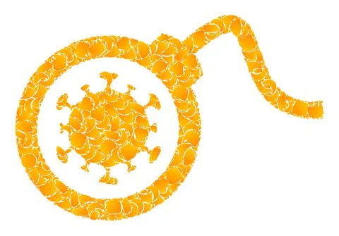 Gold Vector Virus Bomb Mosaic Icon 스톡 일러스트