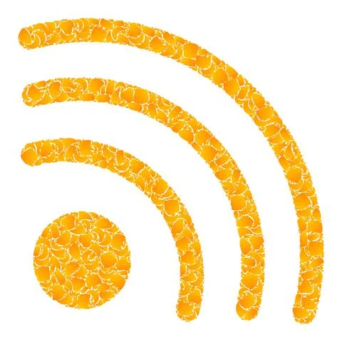 Gold Vector Wi-Fi Signal Mosaic Icon 스톡 일러스트
