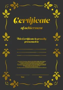 Gold vertical certificate template Stock Illustration
