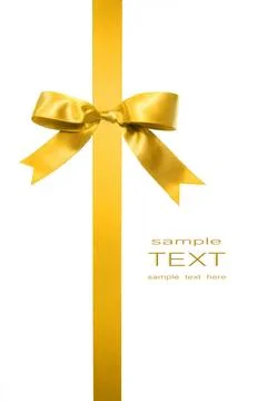 Gold vertical gift bow isolated on white Stock Photos