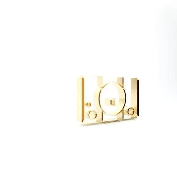 Gold Video game console icon isolated on white background. 3d illustration 3D Stock Illustration
