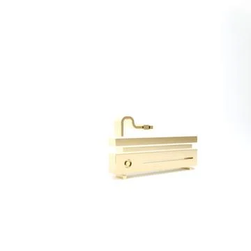 Gold Video game console icon isolated on white background. 3d illustration 3D Stock Illustration