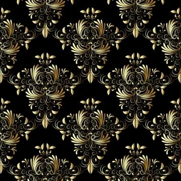 Gold vintage damask seamless pattern. Stock Illustration
