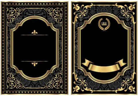 Gold Vintage Scroll Frames Stock Illustration