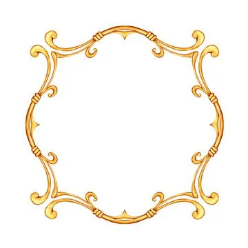 Gold vintage simple frame. Border, decorative design element Stock Illustration