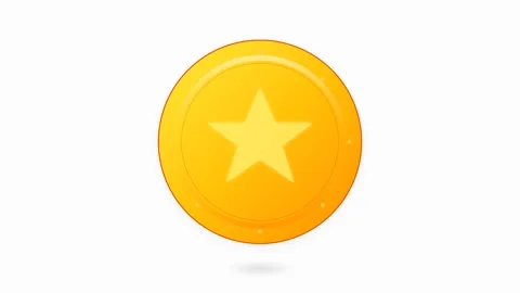 Gold Virtual Currency Token Spinning on Vertical Axis with Soft Orange Grad.. Видео 346130988