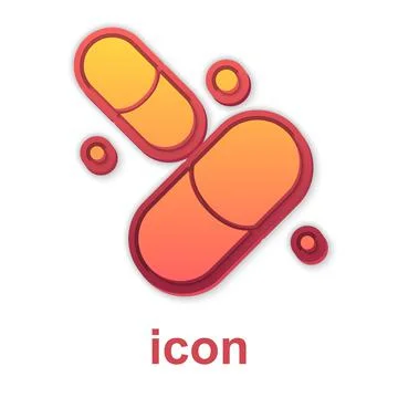Gold Vitamin complex of pill capsule icon isolated on white background. Healthy Stock Illustration
