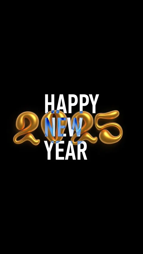 Gold volumetric 3D liquid numbers 2025 falling on black background Stock Footage 286168070