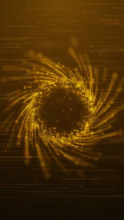 Gold vortex particle portal background with swirling light trails, sparkling dot Stock Footage 340551956