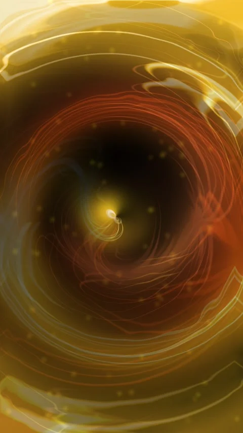 Gold vortex in tunnel motion with light effects, glowing liquid style texture Stock Footage 280186328