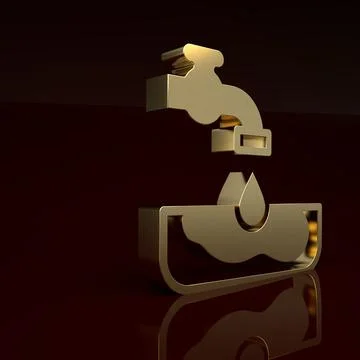 Gold Water problem icon isolated on brown background. Poor countries Stock Illustration