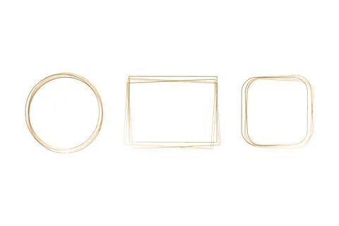 Gold watercolor frames circle rectangle square set 스톡 일러스트