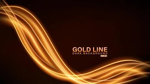 Gold Wave of Light on Dark Background, Vector Illustration Stock Illustration