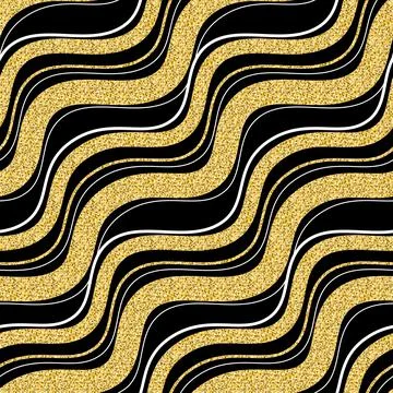 Gold wave seamless pattern zigzag wave bend shiny shimmer background for desi Stock Photos