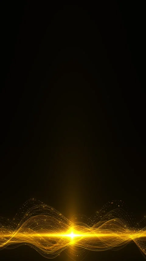 Gold waveform particle scene flowing dots, elegant light curves, rhythmic motion Stock Footage 340398368
