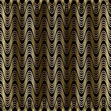 Gold waves 3d seamless pattern. Drapery curtains style patterned ornamental a Stock Illustration