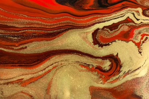 Gold waves on dark red background. Stock Illustration