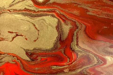 Gold waves on dark red background. Stock Illustration