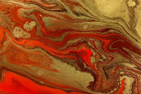 Gold waves on dark red background. Stock Illustration