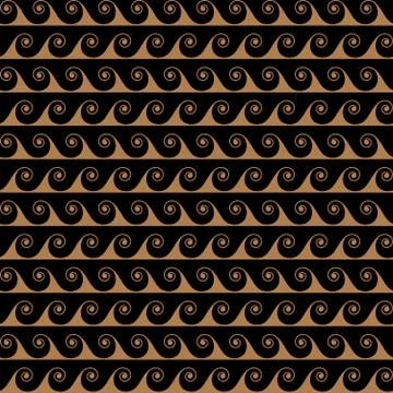 Gold waves lines seamless vector greek pattern. イラスト素材