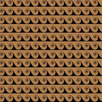 Gold waves lines seamless vector greek pattern. Stock Illustration