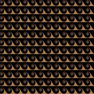 Gold waves lines seamless vector greek pattern. Illustrazione stock