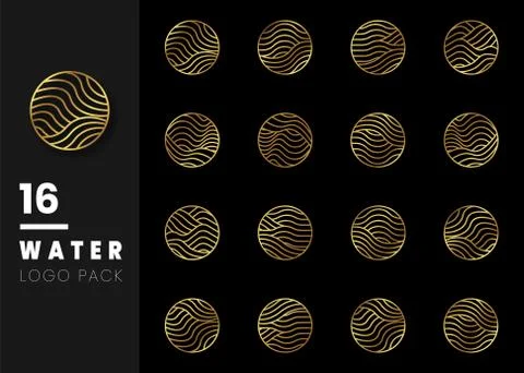 Gold Waves logo template. Simple Water symbol and icon Logo Template isolated Stock Illustration