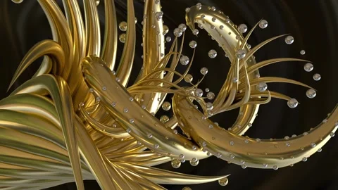 Gold Waves Loop 3D render Stock Footage 253109417