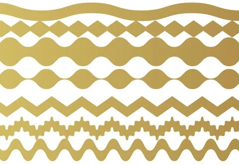 Gold Wavy Decorative Pattern Background With Zigzag and Circular Stripes fo.. Stock Illustration