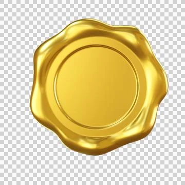 Gold wax seal with empty blank center Stock Illustration