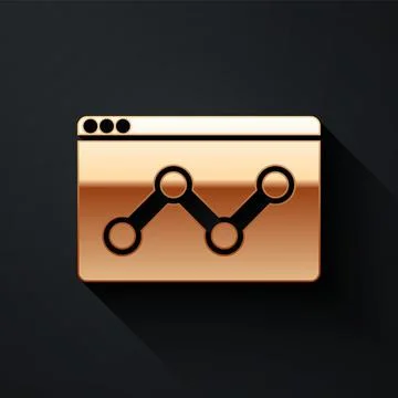 Gold Web analytics information and development website statistic icon isolated Illustrazione stock
