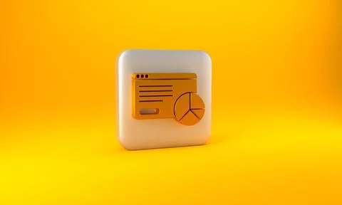 Gold Web analytics information and development website statistic icon isolated Illustrazione stock